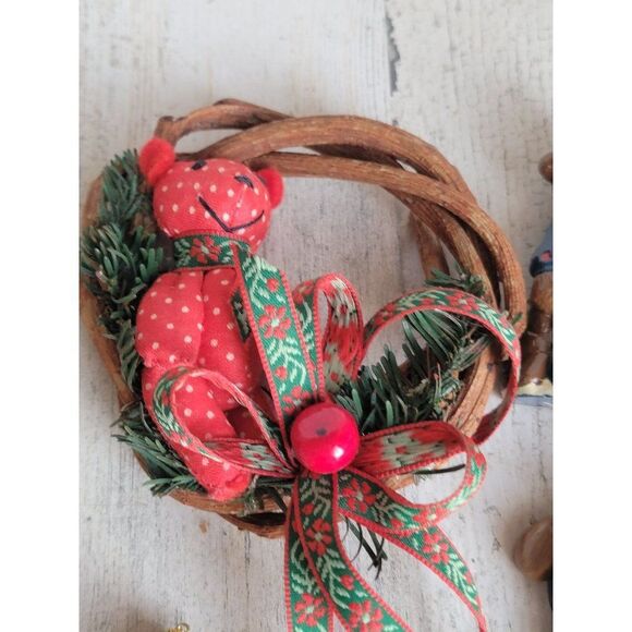 Teddy bear wreath ornament variety snowman Santa hat Xmas set - Picture 9 of 11
